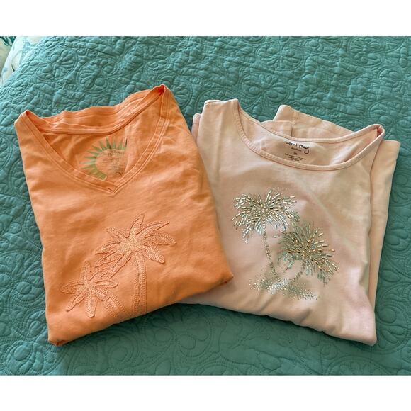 Womens Tops Lot of 2 3XL Beachy Palm Trees - Picture 1 of 7